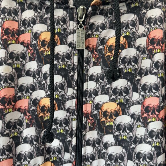 Fifty 24SF Gallery Zipper Hoodie Jacket L All Over Skull Print Grunge Y2k 90s - Picture 5 of 12